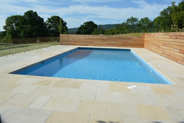 Danebury swimming pool coping stones and surround.