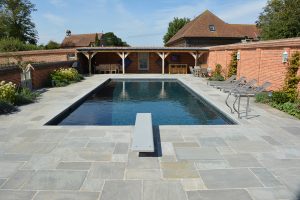 Georgian Grey Antiqued pool coping and surround.