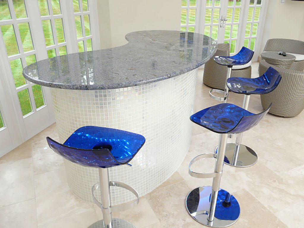 Granite Bar Top and Travertine Honed and filled Tiles Cranbourne Stone