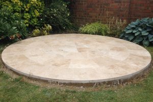 Bespoke circle from Travertine Tumbled and Unfilled 