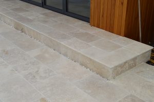 Tumbled and Unfilled Bespoke step and paving.