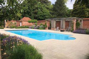 Leckford Sawn Sandstone Pool Coping and Paving
