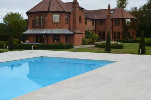Travertine pool copings and surround